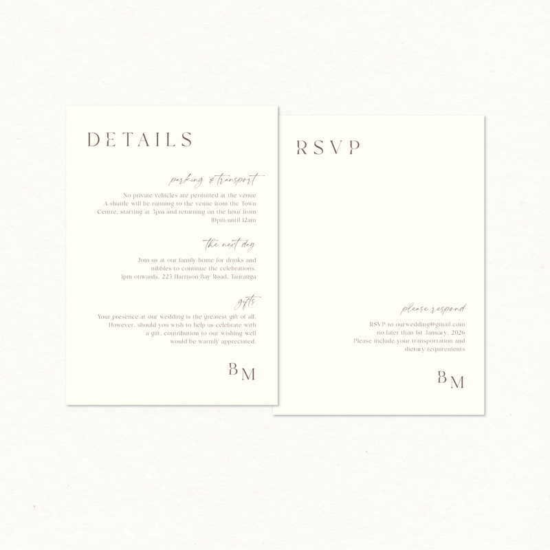 Bethany Details & RSVP Card
