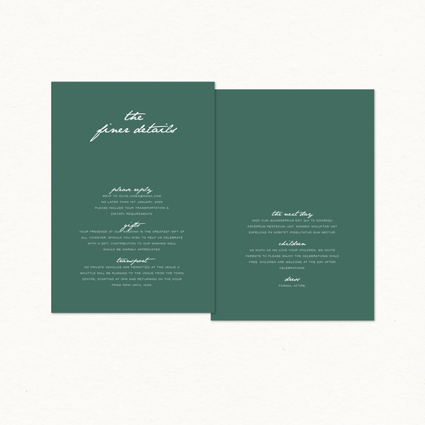 Olive Details & RSVP Card