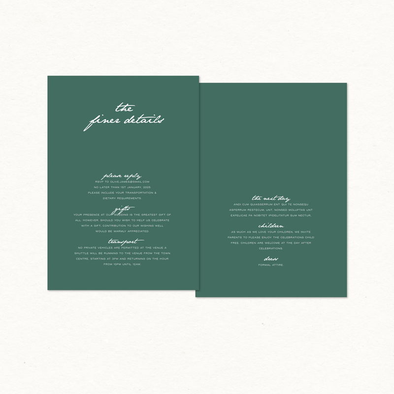 Olive Details & RSVP Card