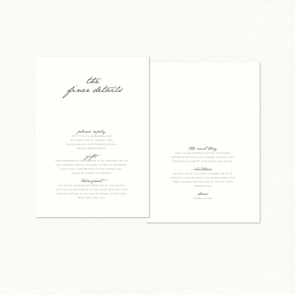 Olive Details & RSVP Card
