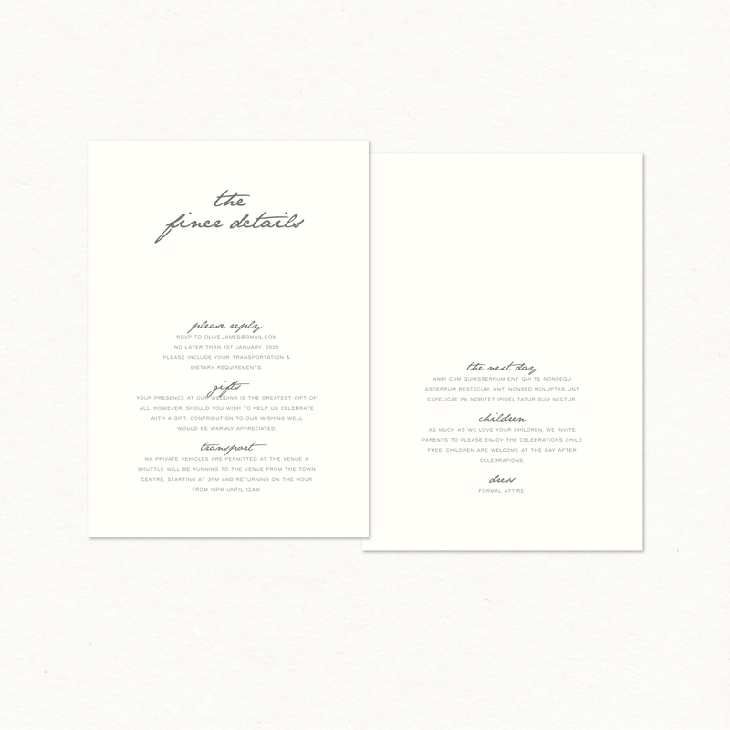 Olive Details & RSVP Card